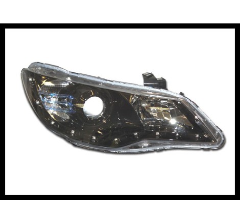 Set Of Headlamps Day Light Honda Civic 2005, 4 Doors, Black