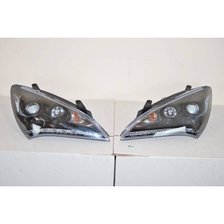 Set Of Headlamps Day Light Hyundai Genesis 2-Door 08-11 Black