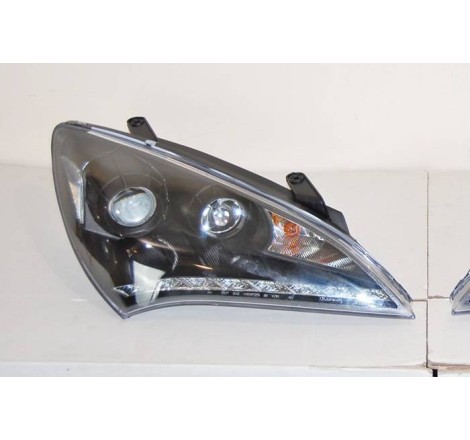 Set Of Headlamps Day Light Hyundai Genesis 2-Door 08-11 Black