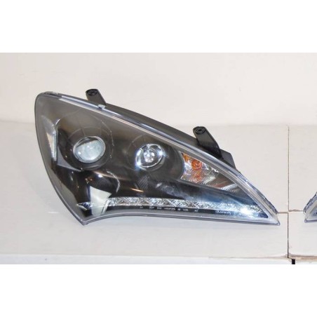 Set Of Headlamps Day Light Hyundai Genesis 2-Door 08-11 Black