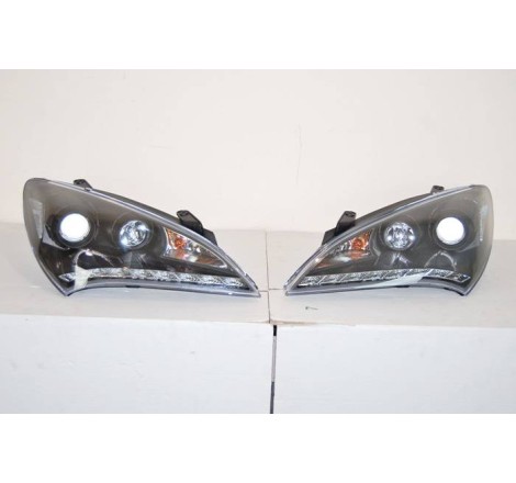 Set Of Headlamps Day Light Hyundai Genesis 2-Door 08-11 Black