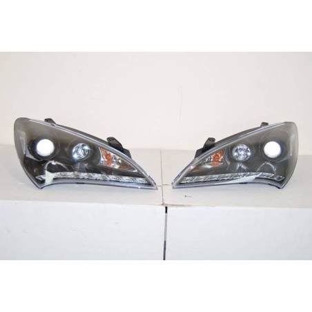 Set Of Headlamps Day Light Hyundai Genesis 2-Door 08-11 Black