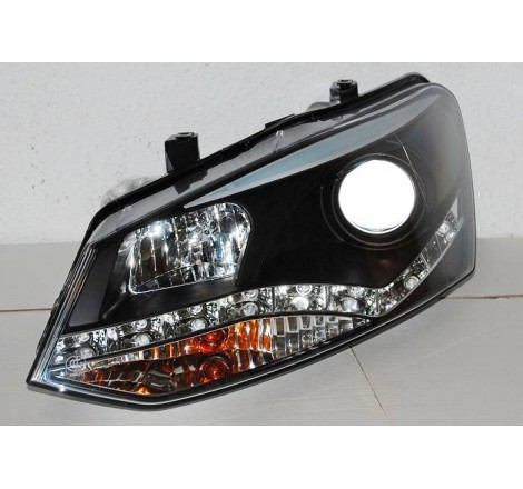 Set Of Headlamps Day Light Volkswagen Polo 2010 Black