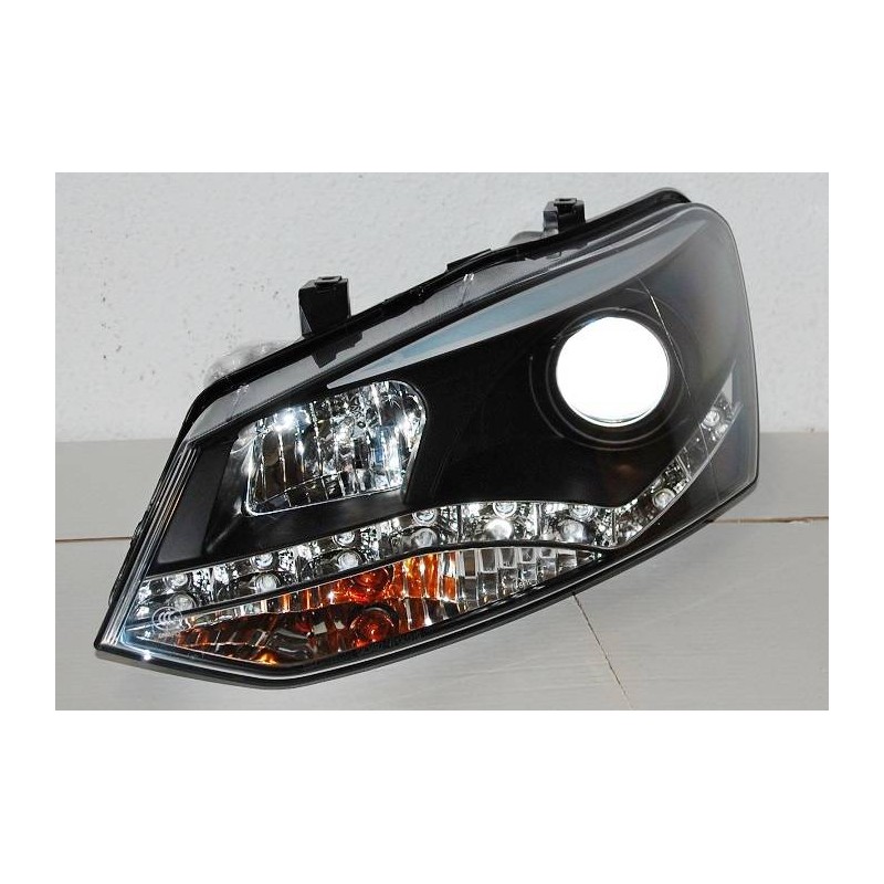 Set Of Headlamps Day Light Volkswagen Polo 2010 Black