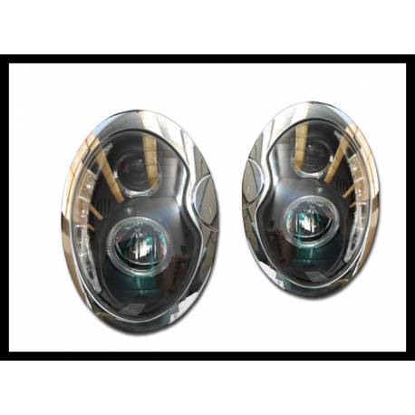 Set Of Headlamps Day Light Mini R50 / R52 / R53 2001-2005 Black