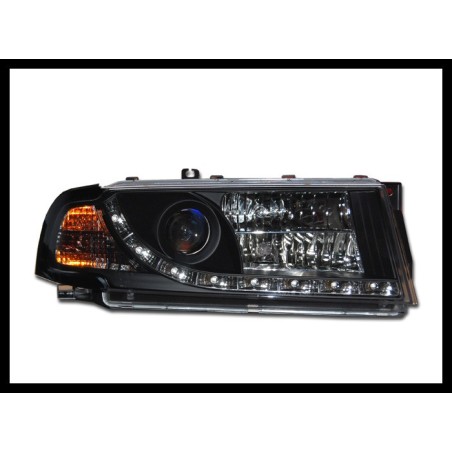 Set Of Headlamps Day Light Skoda Octavia '01-04 Black With Fog Lamps