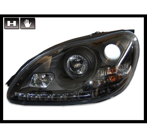 Set Of Headlamps Day Light Mercedes W220 1998-2005 Black