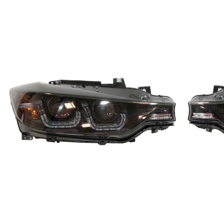 SET OF HEADLAMPS ANGEL EYES BMW F30 / F31 BLACK