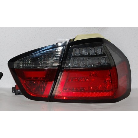 Set Of Rear Tail Lights Cardna BMW E90 2005, Lightbar Red/Smoked