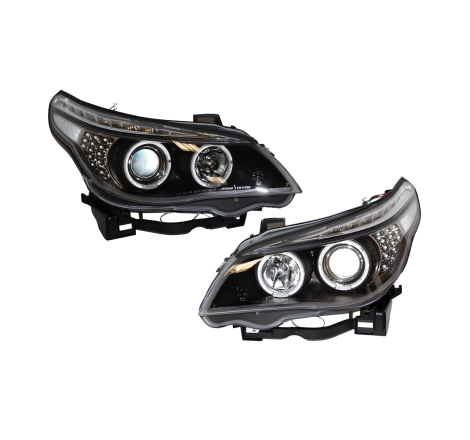 Set Of Headlamps Day Light BMW E60 / E61 2003-2007 Black & Blinker Led