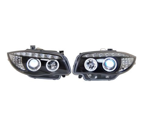 Set Of Headlamps Day Light BMW E87 2007-2011 Black & Blinker Led