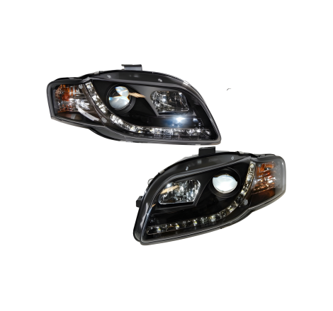 Set Of Headlamps Day Light Audi A4 2005-2008, Black