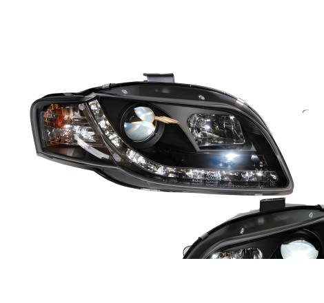 Set Of Headlamps Day Light Audi A4 2005-2008, Black