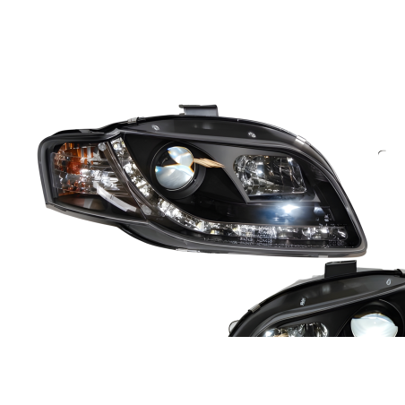 Set Of Headlamps Day Light Audi A4 2005-2008, Black