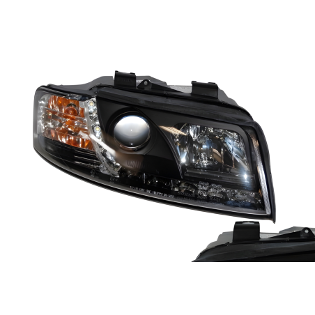 Set Of Headlamps Day Light Audi A4 2002-2004, Black
