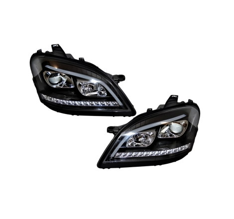 Set Of Headlamps Day Light Mercedes W164 05-08 Led sequential flashing Black