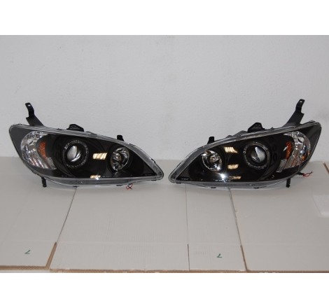 Set Of Headlamps Angel Eyes Honda Civic 2004, 4 Doors, Chromed