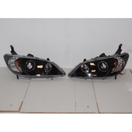 Set Of Headlamps Angel Eyes Honda Civic 2004, 4 Doors, Chromed