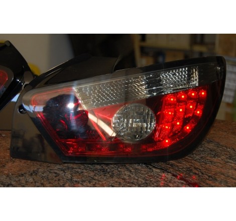 Set Of Rear Tail Lights Seat Ibiza 2008 3-Door Led Red/Smoked