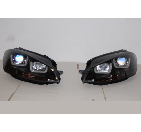 Set Of Headlamps Day Light Volkswagen Golf 7 Black
