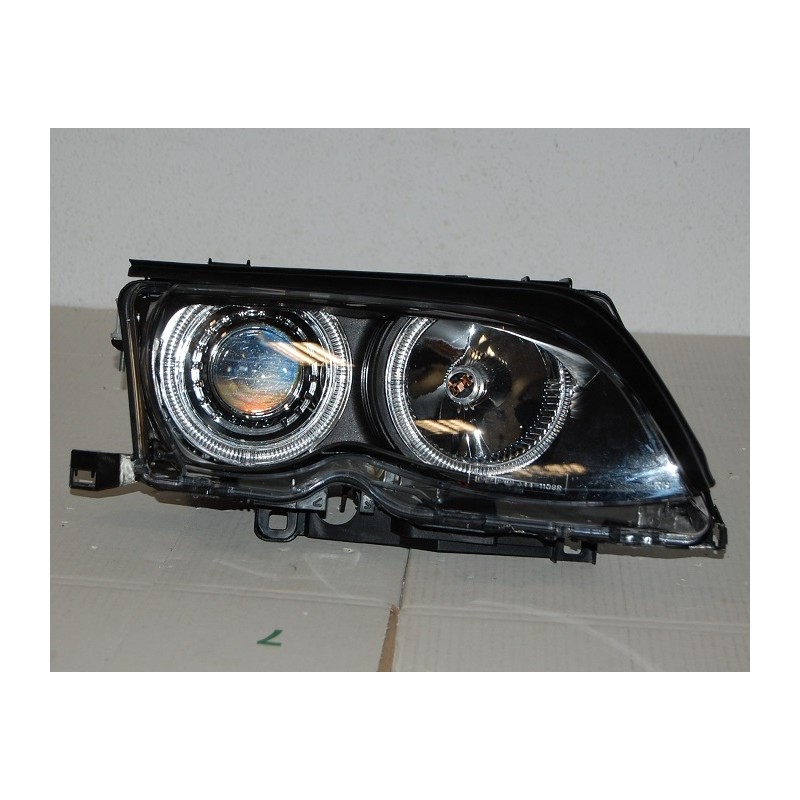 Set Of Headlamps Angel Eyes BMW E46 2002-2005, 4 Doors, Black