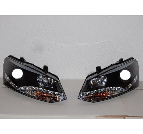 Set Of Headlamps Day Light Volkswagen Polo 2010 Black