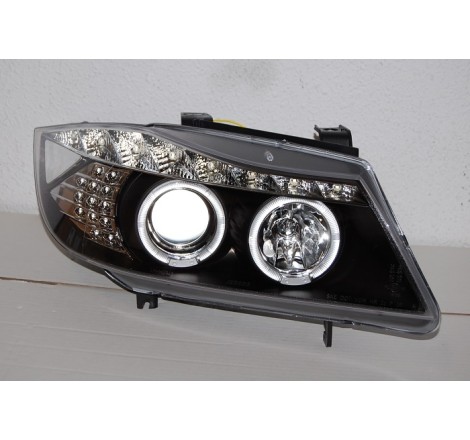 Set Of Headlamps Day Light BMW E90 2005-2008 Black & Blinker Led