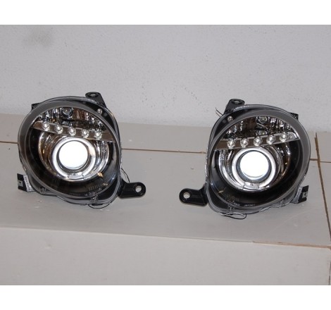 Set Of Headlamps Day Light Fiat 500 Black
