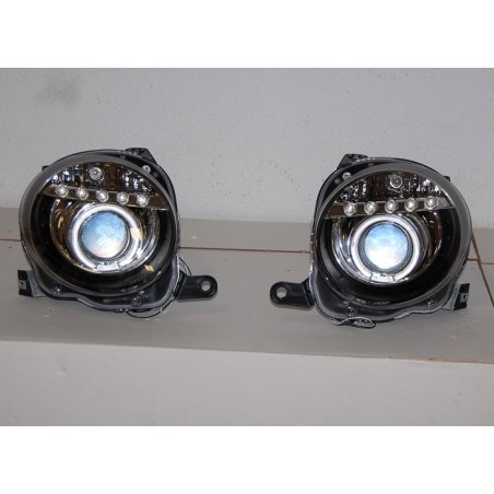 Set Of Headlamps Day Light Fiat 500 Black