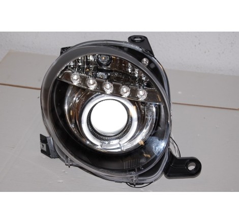 Set Of Headlamps Day Light Fiat 500 Black