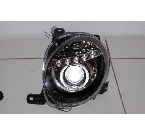 Set Of Headlamps Day Light Fiat 500 Black