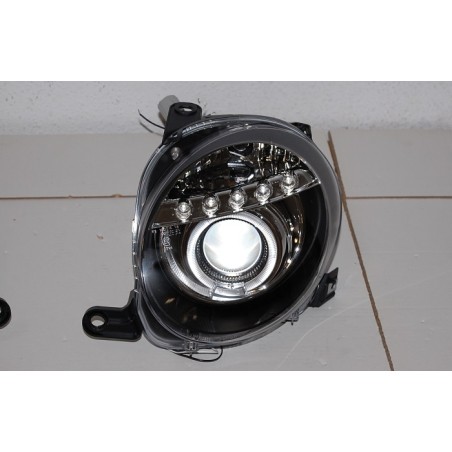 Set Of Headlamps Day Light Fiat 500 Black