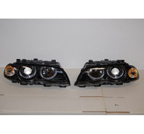 Set De Phares Avant Angel Eyes BMW E46 1999-2002 2-Porte Noir