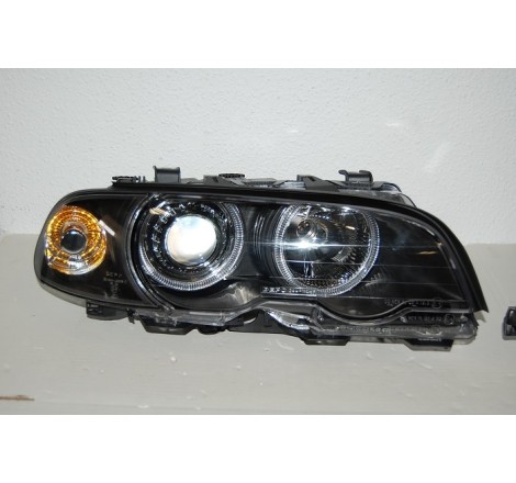 Set De Phares Avant Angel Eyes BMW E46 1999-2002 2-Porte Noir