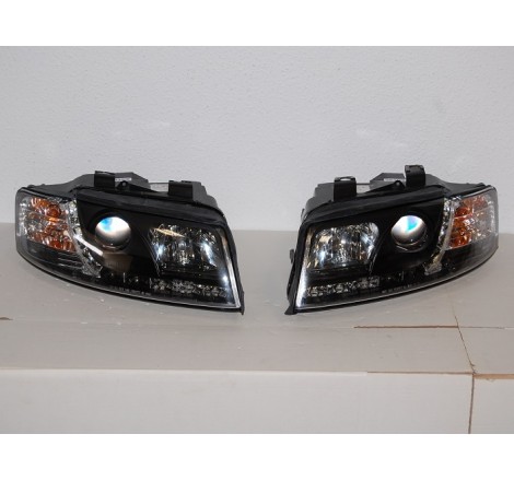 Set Of Headlamps Day Light Audi A4 2002-2004, Black