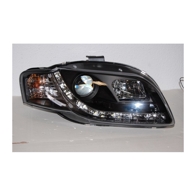 Set Of Headlamps Day Light Audi A4 2005-2008, Black