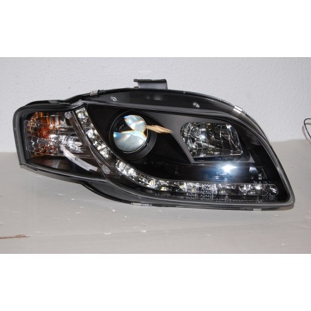 Set Of Headlamps Day Light Audi A4 2005-2008, Black