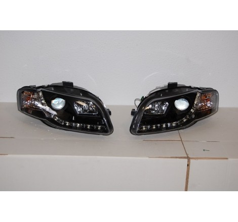 Set Of Headlamps Day Light Audi A4 2005-2008, Black
