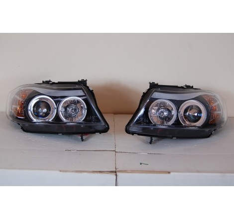 Set Of Headlamps Angel Eyes BMW E90 / E91 2005-2008 Black