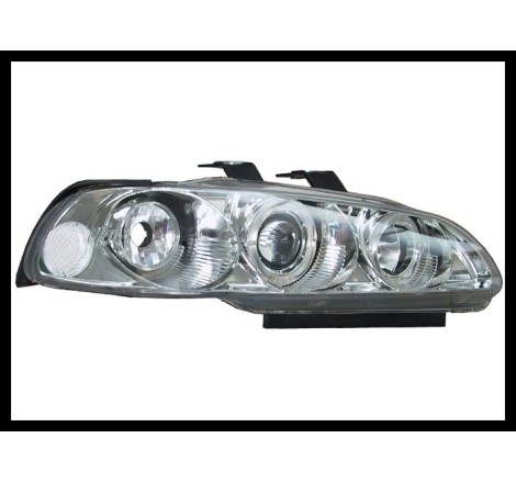 Set Of Headlamps Angel Eyes Honda Civic 1992-1995, 3 Doors, Chromed, Model III