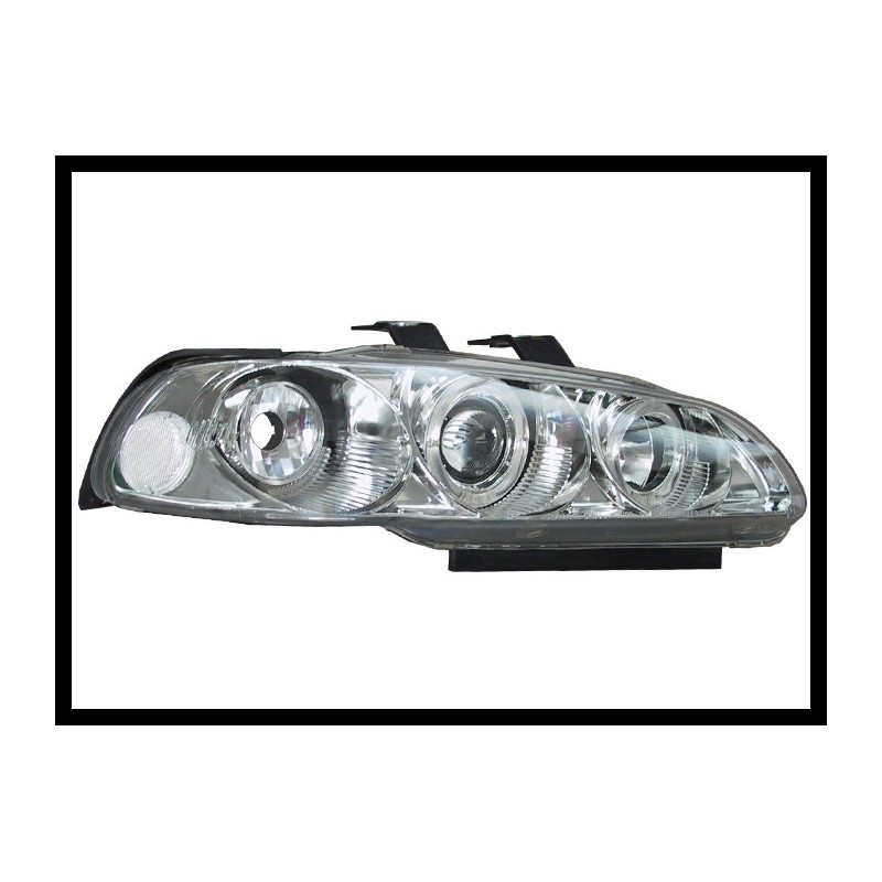 Set Of Headlamps Angel Eyes Honda Civic 1992-1995, 3 Doors, Chromed, Model III